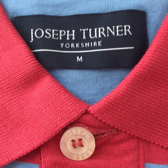 NEW Joseph Turner UK Golf Polo Shirt Striped Medium Red & Blue - Picture 3 of 11